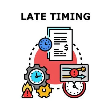 Late timing having deadline problems and financial penalties Stock Illustration
