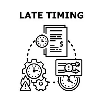 Late timing having deadline problems and financial penalties Stock Illustration