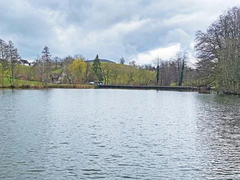 Late winter and early spring on the Sternenweiher pond or Sternensee lake Foto stock