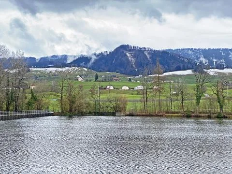 Late winter and early spring on the Sternenweiher pond or Sternensee lake Foto stock