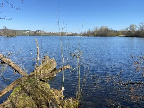Late winter and early spring on the lake Mauensee or Lake Mauen (Mauesee) 写真素材