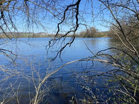 Late winter and early spring on the lake Mauensee or Lake Mauen (Mauesee) Stock Photos
