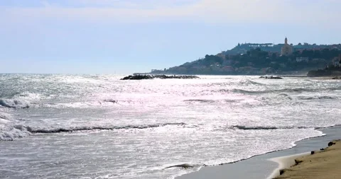Late Winter waves on the beach Stock Footage 213233752