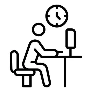 Late work computer icon, outline style Stock Illustration