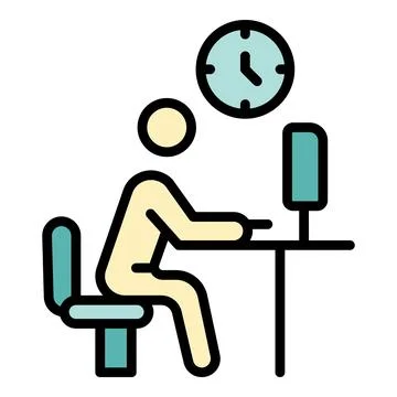 Late work computer icon vector flat Stock Illustration