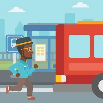 Latecomer man running for the bus Illustrazione stock