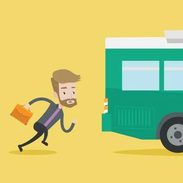 Latecomer man running for the bus Illustrazione stock