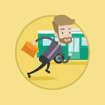 Latecomer man running for the bus Illustrazione stock