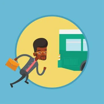 Latecomer man running for the bus Illustrazione stock