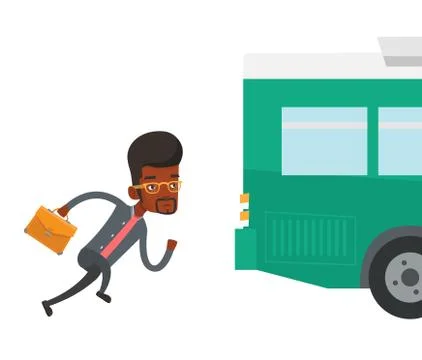 Latecomer man running for the bus Illustrazione stock