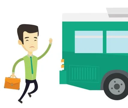 Latecomer man running for the bus Illustrazione stock