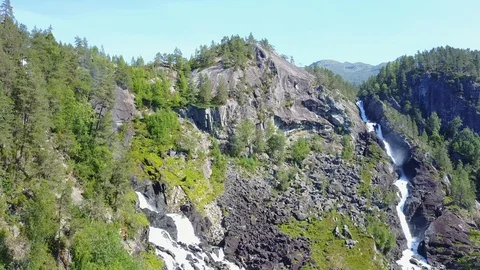 Låtefossen Waterfall in Norway Video stock 105079609
