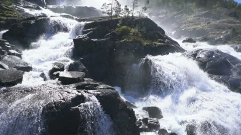 Låtefossen Waterfall in Norway Видео 238672516