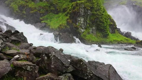 Latefossen waterfall in Norway Stock Footage 337435624