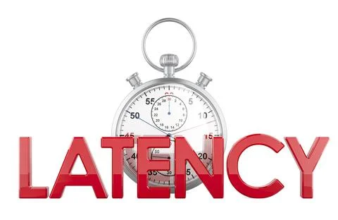 Latency, concept. Stopwatch with latency text, 3D rendering Stock Illustration