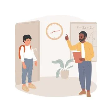 Lateness to classes isolated cartoon vector illustration. Illustrazione stock