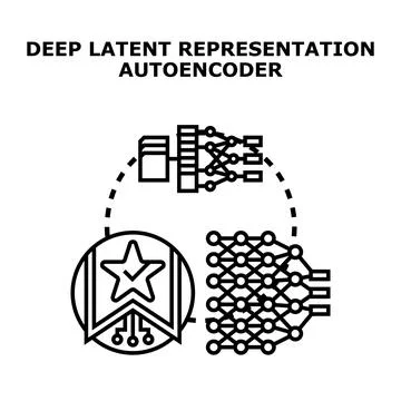 Latent representation autoencoder system data compression, feature extraction Illustrazione stock