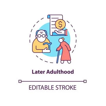 Later adulthood concept icon Stock Illustration