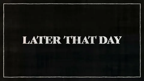 LATER THAT DAY White Font On Black Paper Stock Footage 229997131
