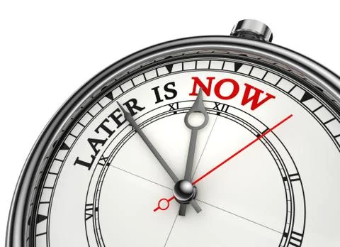 Later is now conceptual clock Stock Illustration