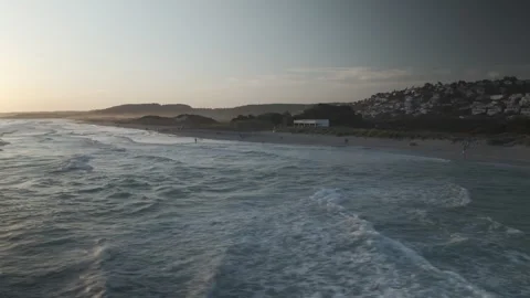 Lateral Aerial Flight Along Son Bou Beach at Sunset, Menorca, Spain Stock-Footage 344438267