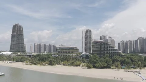 Lateral Aerial Panoramic View of Forest City Skyline in Malaysia Stock Footage 314826970