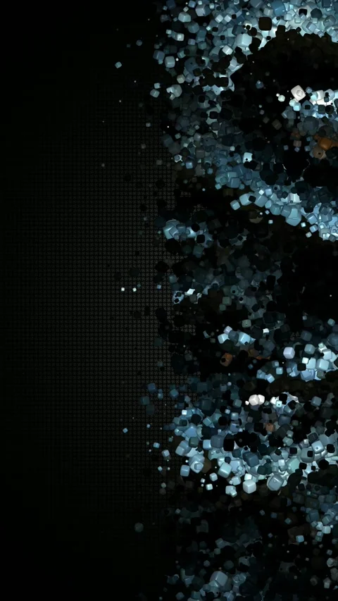 Lateral drift of glossy shifting cubes moving over a deep dark textured backdrop Stock Footage 322721608