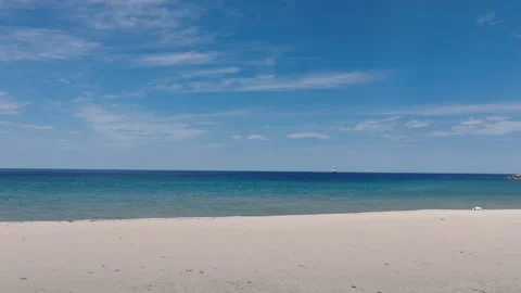 Lateral Drone Flight Over Calm Coastal Shore Stock Footage 313108534