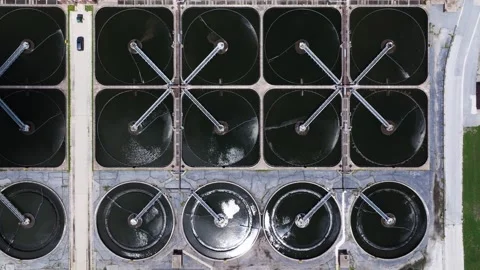 Lateral drone shot tracking left to reveal rows of square and circular Stock Footage 339039570