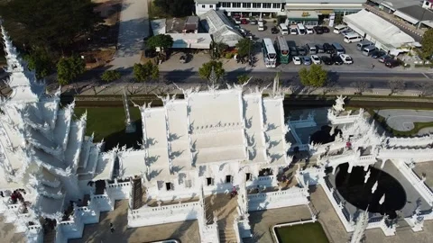 Lateral Drone View of White Temple Main Buildings Stock-Footage 332573352