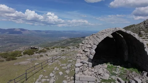 Lateral flight with a drone in the hermitage of San Pedro 14th century Stock Footage 276134634