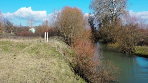 Lateral flight over the river Stock Footage 125535313