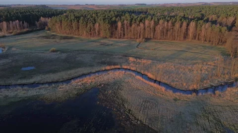 Lateral Flight Poland River 4K ProRes Stock Footage 332516345