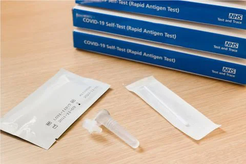 Lateral flow test kits, Covid-19 NHS test and trace, UK Stock Photos