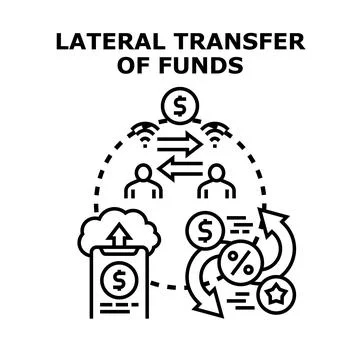 Lateral funds transfer concept developing digital payment system Illustrazione stock