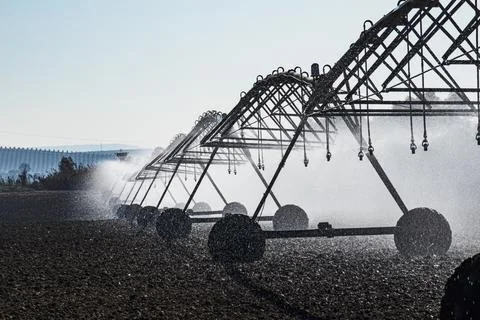 Lateral Move irrigation system Foto stock