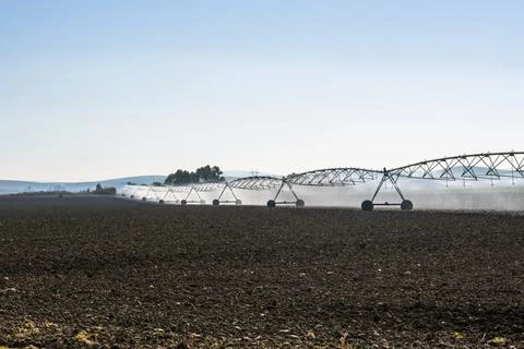 Lateral Move irrigation system Stock Photos