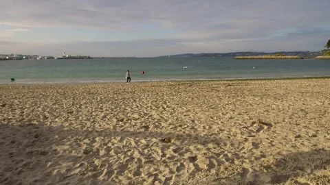 Lateral panning of a beach Stock Footage 134561442