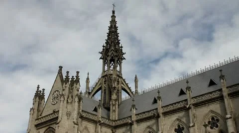 Lateral side of the Basilica of the national vow, Quito Stock Footage