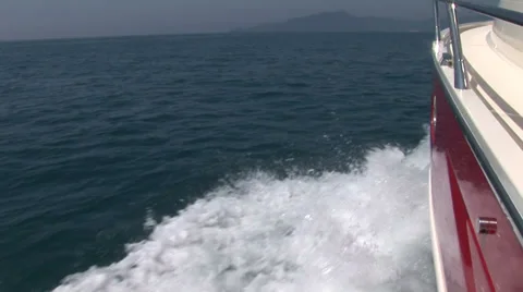 Lateral side of a navigating boat Stock Footage 37746679