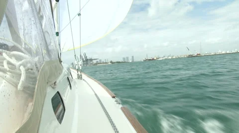 Lateral side of a navigating boat Stock Footage 67568631