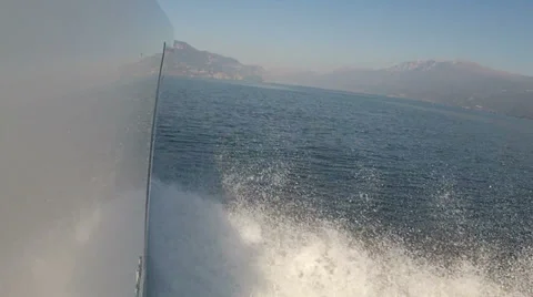 Lateral side of a navigating luxury boat Stock Footage 37313206