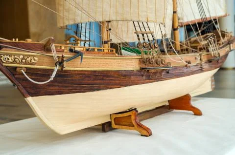Lateral side of a sailing vessel model Stock-Fotos