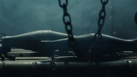 Lateral tracking shot of bombshells from RPG RPG-7 Stock Footage 337904126