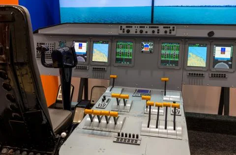 Lateral view of cockpit in flight simulator Stock-Fotos