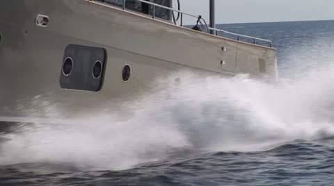 Lateral view of luxury boat navigating  Stock Footage 41685304