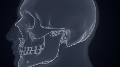 Lateral view of skull X-ray of 3D illustration Stock Illustration