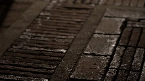 Laterite brick stone pattern in landscape design for pathway with evening nig Stock Footage 185027500