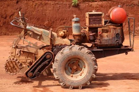 Laterite cutting machine Stock Photos