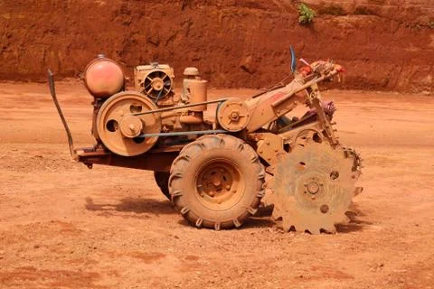 Laterite cutting machine Stock Photos